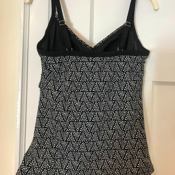 Christina Swimwear Tankini Top Black & White Women's Size 8D US - Picture 2 of 6
